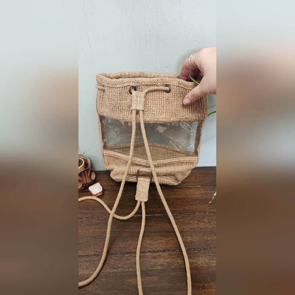 Tan Eco-Friendly Woven Backpack - Picture 4 of 4